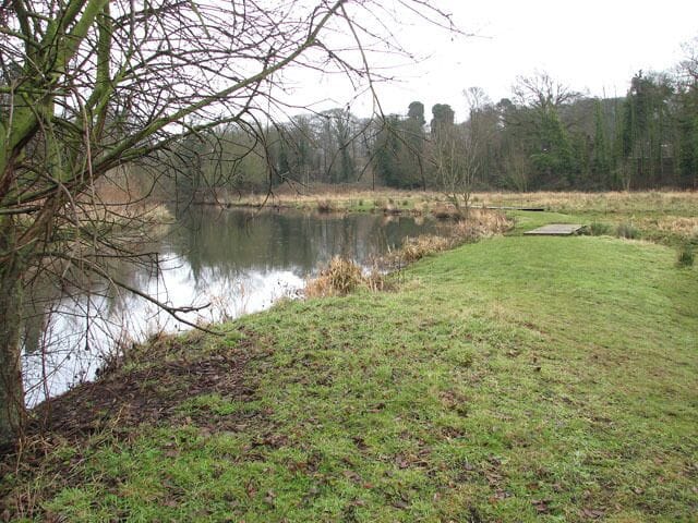 Path along the River Yare. The path starts by the junction of Whitlingham Lane and Bracondale, opposite St Andrew's church > 1670592. It leads in northerly direction, following the course of a drain which flows parallel with and empties into the River Yare. The meadow which the path traverses is bordered by Whitlingham Lane in the east. The lane can be accessed via stile and wooden steps > 1671067.