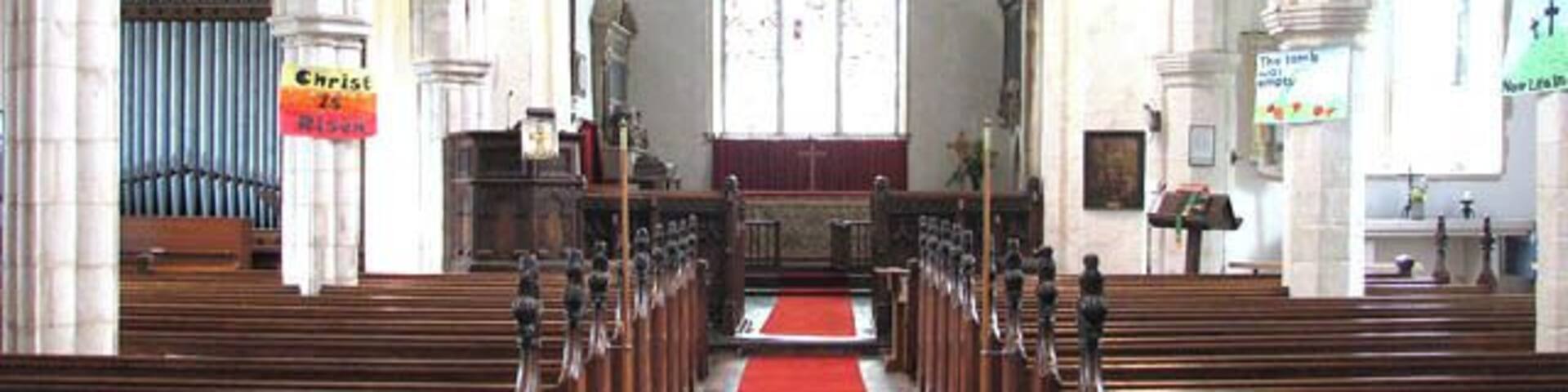 St Mary's church - view east St Mary's church > https://www.geograph.org.uk/photo/1356351 - https://www.geograph.org.uk/photo/1363765 has a round tower that dates from Norman times and is capped with a lead-covered spike but the building as it stands today was built in four stages, the latest being an extensive restoration in Victorian times. The chancel is believed to date from the 14th century. It houses a C17 tomb chest and monument to Sir Edmund Reeve and his wife Mary > https://www.geograph.org.uk/photo/1363731. The east window contains a mixed variety of medieval and continental glass > https://www.geograph.org.uk/photo/1363709 - https://www.geograph.org.uk/photo/1363715 which was installed during the 19th century and came from a Norwich merchant. The octagonal font > https://www.geograph.org.uk/photo/1363782 is C15 but its cover is Jacobean, as is the pulpit > https://www.geograph.org.uk/photo/1363749. All the original benches were replaced during the 19th century restoration but the old carved bench ends > https://www.geograph.org.uk/photo/1363744 were retained and fixed to the new ones. Unusually, there is a clock on the west wall > https://www.geograph.org.uk/photo/1363776 - it dates from the end of the 17th century and is an interesting early survival in its original form. Fragments of early wall paintings have survived beside the south door. The church's greatest treasure is the Sexton's wheel > https://www.geograph.org.uk/photo/1363791 - one of only two that have survived (the other one is at nearby St Mary's church > https://www.geograph.org.uk/photo/1083222 in Yaxley, Suffolk, about 15 kilometres distant). St Mary's church is kept locked.