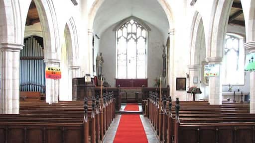 St Mary's church - view east St Mary's church > https://www.geograph.org.uk/photo/1356351 - https://www.geograph.org.uk/photo/1363765 has a round tower that dates from Norman times and is capped with a lead-covered spike but the building as it stands today was built in four stages, the latest being an extensive restoration in Victorian times. The chancel is believed to date from the 14th century. It houses a C17 tomb chest and monument to Sir Edmund Reeve and his wife Mary > https://www.geograph.org.uk/photo/1363731. The east window contains a mixed variety of medieval and continental glass > https://www.geograph.org.uk/photo/1363709 - https://www.geograph.org.uk/photo/1363715 which was installed during the 19th century and came from a Norwich merchant. The octagonal font > https://www.geograph.org.uk/photo/1363782 is C15 but its cover is Jacobean, as is the pulpit > https://www.geograph.org.uk/photo/1363749. All the original benches were replaced during the 19th century restoration but the old carved bench ends > https://www.geograph.org.uk/photo/1363744 were retained and fixed to the new ones. Unusually, there is a clock on the west wall > https://www.geograph.org.uk/photo/1363776 - it dates from the end of the 17th century and is an interesting early survival in its original form. Fragments of early wall paintings have survived beside the south door. The church's greatest treasure is the Sexton's wheel > https://www.geograph.org.uk/photo/1363791 - one of only two that have survived (the other one is at nearby St Mary's church > https://www.geograph.org.uk/photo/1083222 in Yaxley, Suffolk, about 15 kilometres distant). St Mary's church is kept locked.