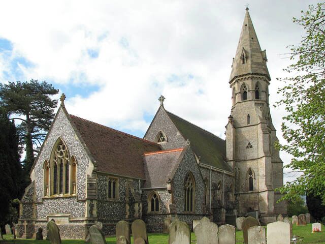St Andrew's church viewed from the northeast. Quite often the sunny side of a church is also its 'prettier' side but in this case the north elevation is even grander than the south. This is also the view which presents itself from The Street. St Andrew's church was completely rebuilt in 1859 by the architect Robert Kerr and it is one of the finest 19th century churches in East Anglia. It stands on the site of a round-tower church which had fallen into ruin. With the exception of the minaret-like tower which is offset on the north and built of stone, the building material used was flint. The interior is entirely 19th century also, most of the stained glass windows are by Hardman & Co. This church is kept open every day. For more information see: http://www.norfolkchurches.co.uk/framinghampigot/framinghampigot.htm