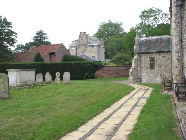 The path to St Mary's church. The Old Rectory can be seen in the background. For a view of the church see > 1384453.