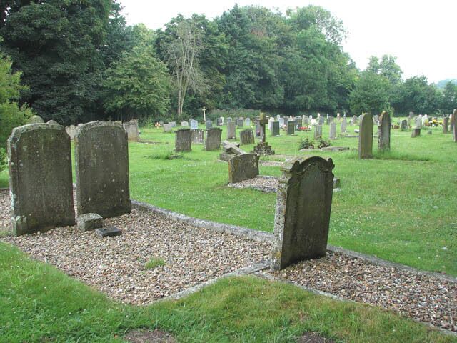 St Mary's church - churchyard. View across the northern section of St Mary's > 1384453 churchyard.