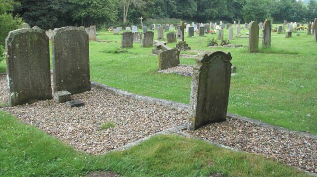 St Mary's church - churchyard. View across the northern section of St Mary's > 1384453 churchyard.