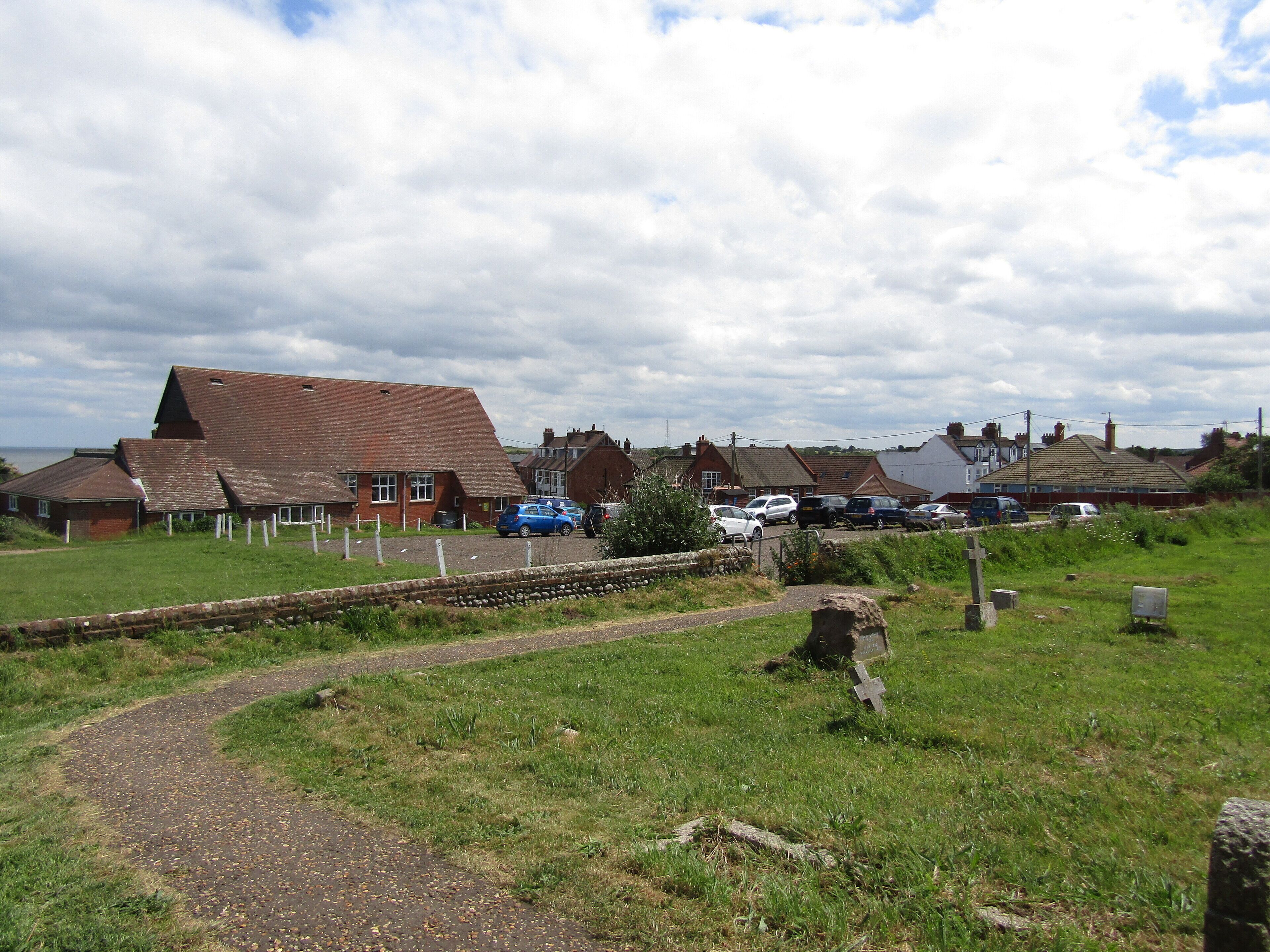 The west facing elevation of Coronation hall which is a venue and recreation hall located on Cromer Road in the village of Mundesley, Norfolk, United Kingdom.