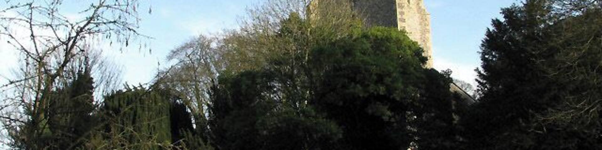 The church of St Peter and St Paul Viewed from the churchyard. This church is surrounded by tall trees and hence difficult to photograph. When locked, a key is readily available at The Vicarage, next door. For more detailed information see http://www.norfolkchurches.co.uk/barnhambroom/barnhambroom.htm