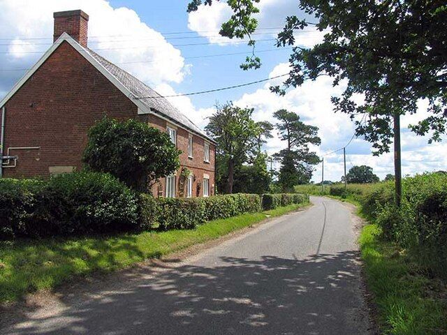 Road past All Saints, Wreningham, Norfolk