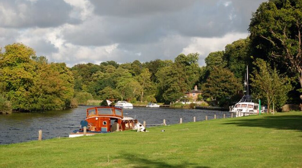 Bramerton Common Boat moorings and River Yare at Bramerton Common
