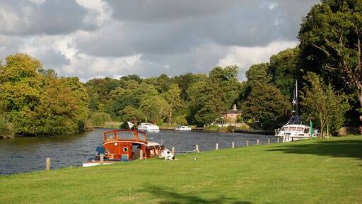 Bramerton Common Boat moorings and River Yare at Bramerton Common