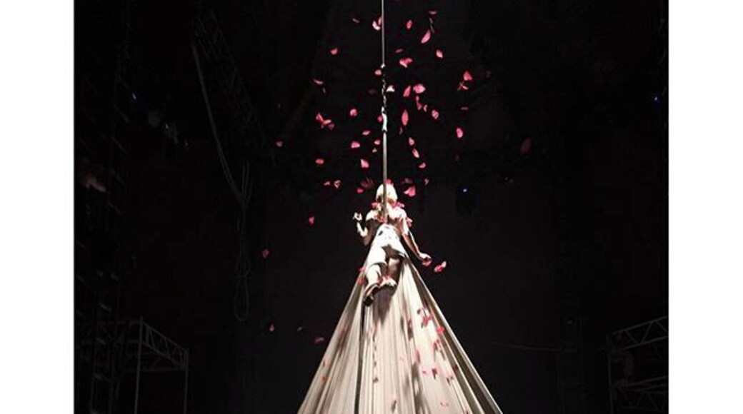 A stunning moment during the immersive performance of Bianco presented by No Fit State Circus under the Brooklyn Bridge.