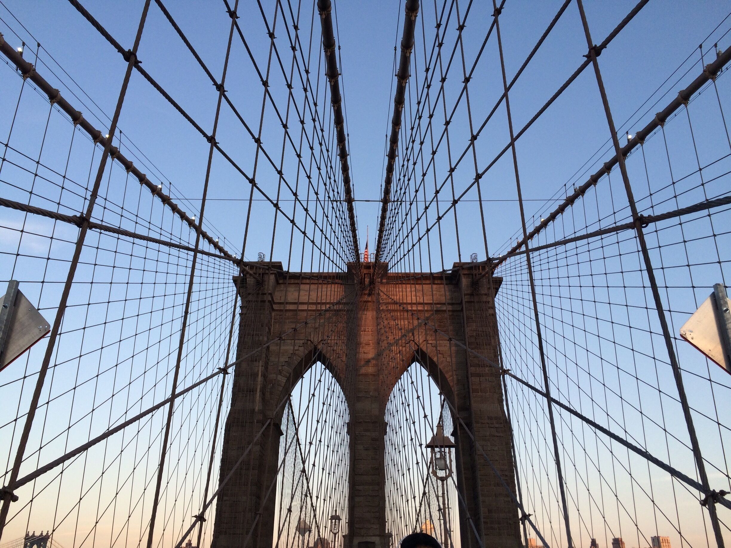 Amazing as you walk across the Brooklyn Bridge and come towards the center you can appreciate the intricate wires/cables. Mesmerizing