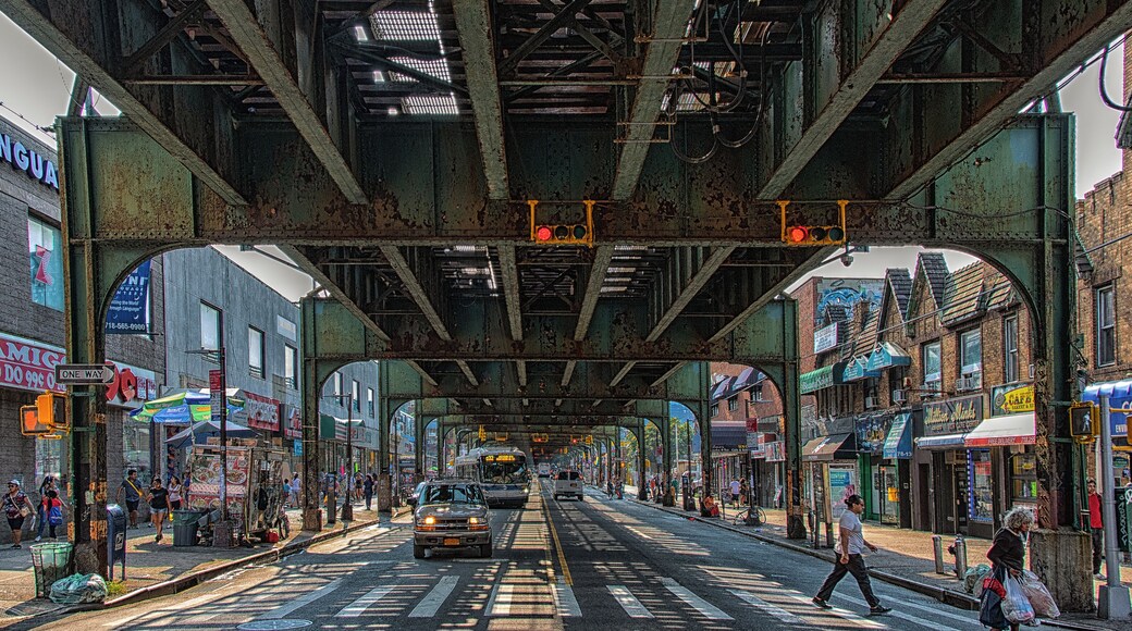 The subway tracks above the streets of Jackson Heights is so quintessential Queens. The grunge aesthetic just lends to the lively vibe of this neighborhood.
