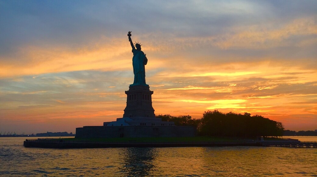 Sunset over Statue of Liberty
