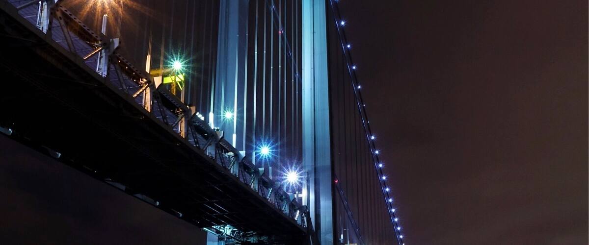 Taken from the Brooklyn side, from a path under the bridge.