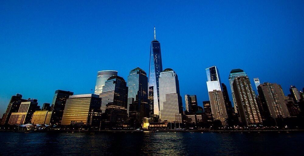 Shot from the cruise, the World Trade center looks  majestic among the Manhattan biggies. 