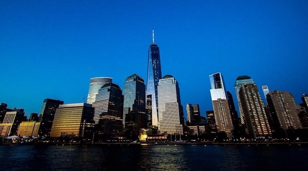 Shot from the cruise, the World Trade center looks majestic among the Manhattan biggies.