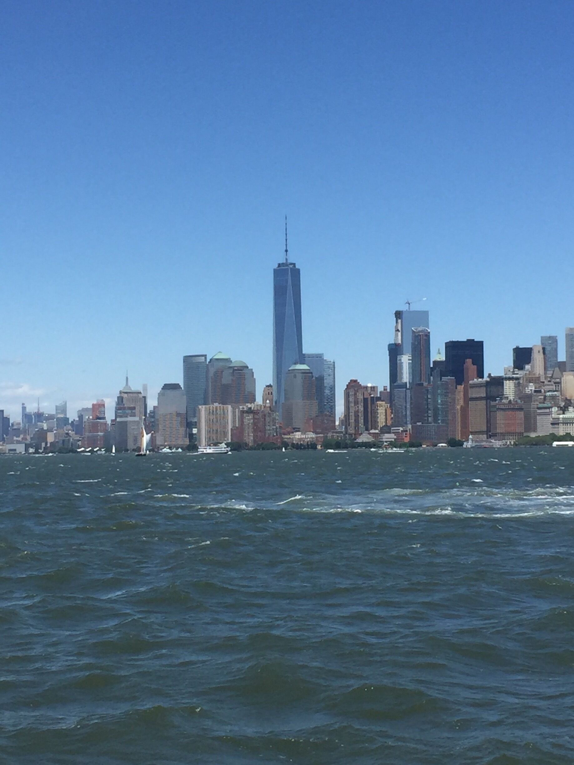 Great view of Manhattan with One World Trade Center shining proudly. #InStone