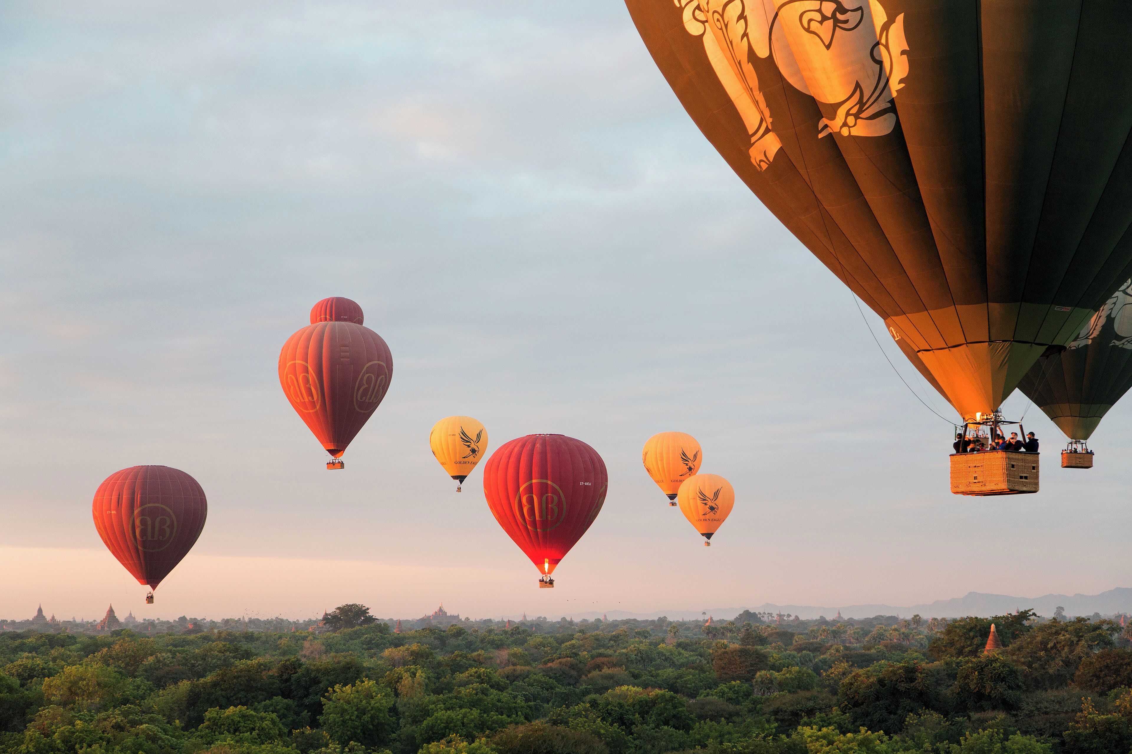 A sunrise balloon ride over Bagan might seem expensive and touristy, but you can't get this view from a temple rooftop!