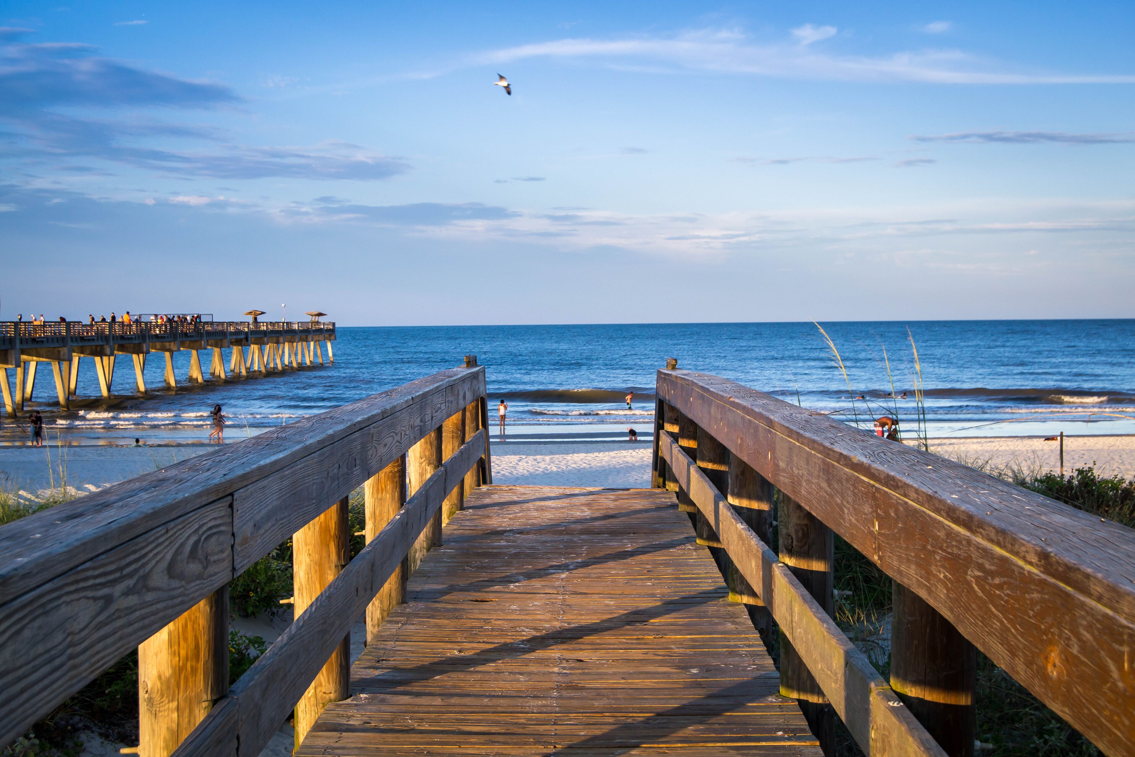 Wooden walkway to the beach