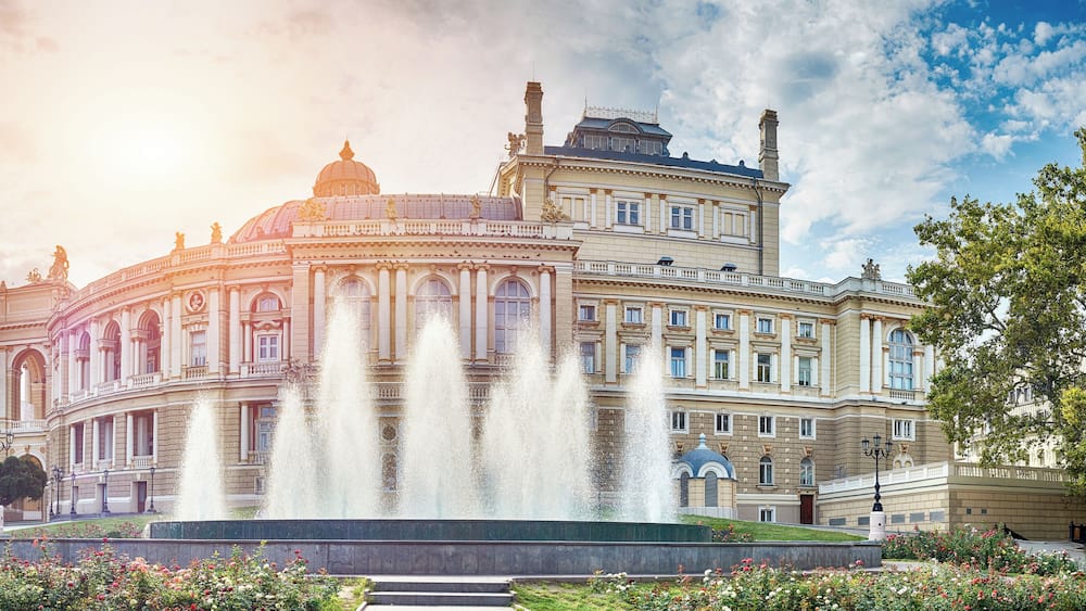 Panoramic view of Opera and Ballet Theater in Odessa, Ukraine.