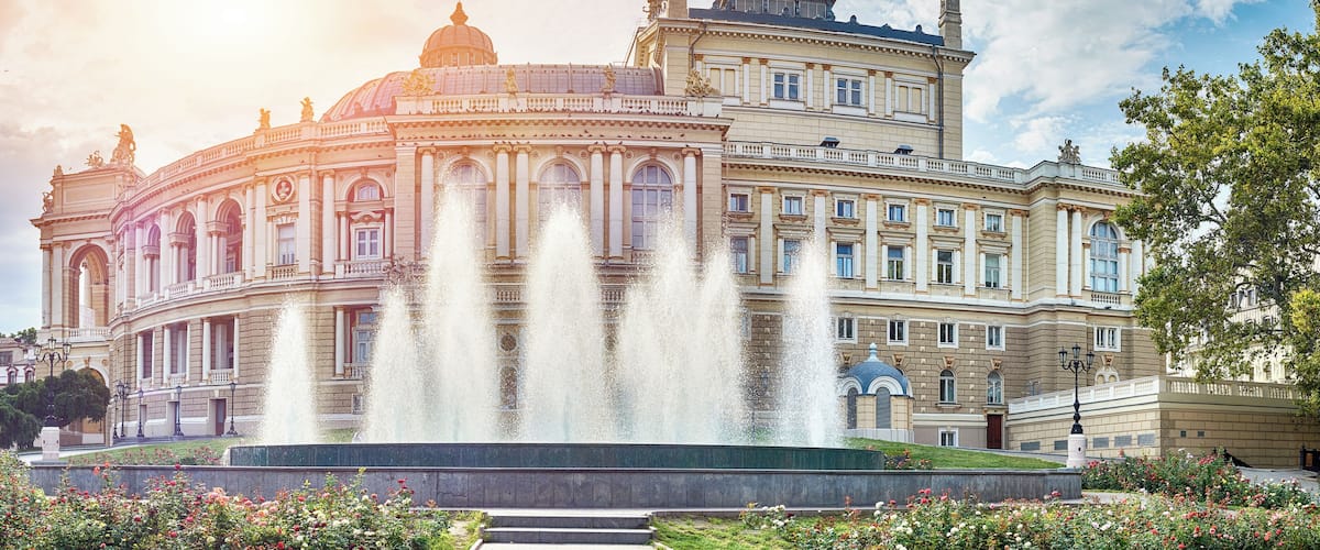Panoramic view of Opera and Ballet Theater in Odessa, Ukraine.