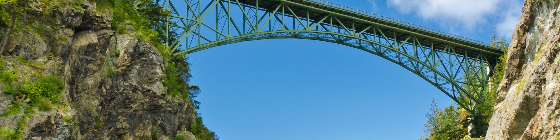 The Deception Pass Bridge bridge connecting Whidbey Island to Fidalgo Island in the U.S. state of Washington; Shutterstock ID 76707403