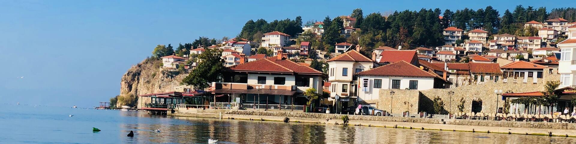 Ohrid lake with the old town behind
