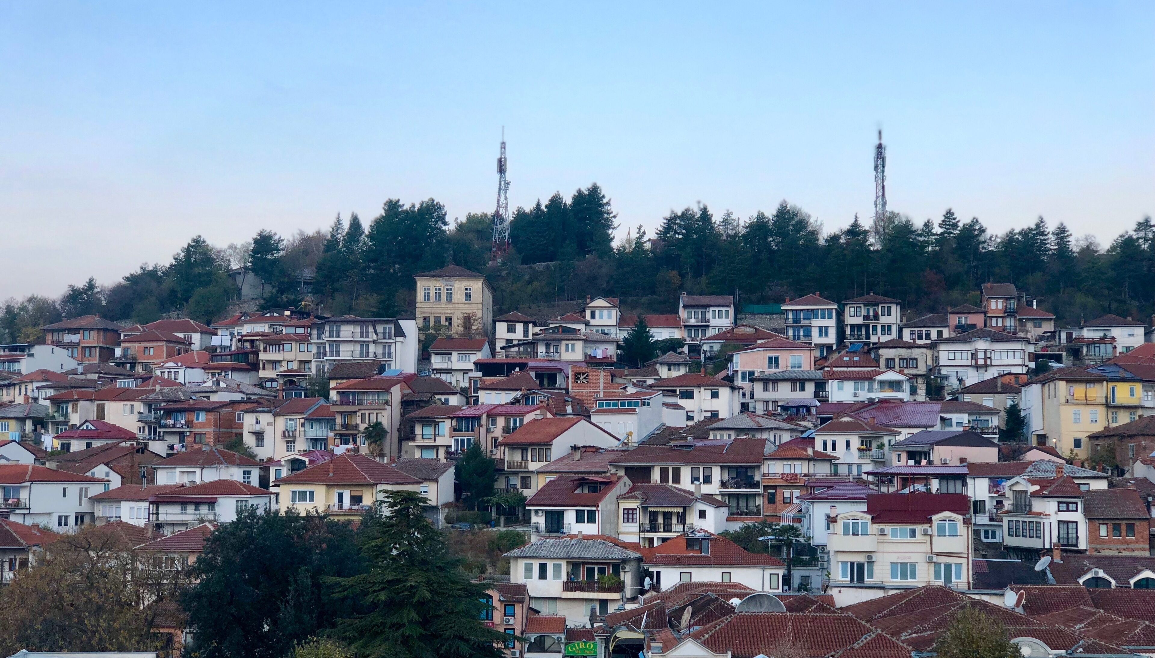 Nice view of the old town in Ohrid, Macedonia, from the balcony 