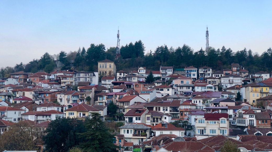 Nice view of the old town in Ohrid, Macedonia, from the balcony