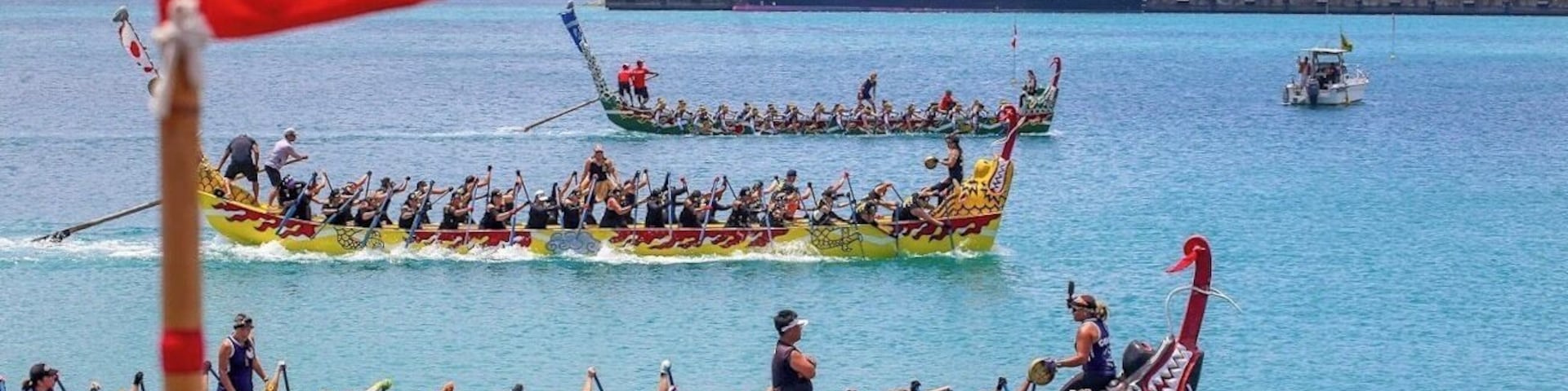 45th Naha Dragon Boat Festival in Okinawa, Japan. Each boat weighs 2,500lbs with 32 paddlers, drummer, coach m, and 2 kajitoris to steer the boat. #Adventure #okinawa #japan