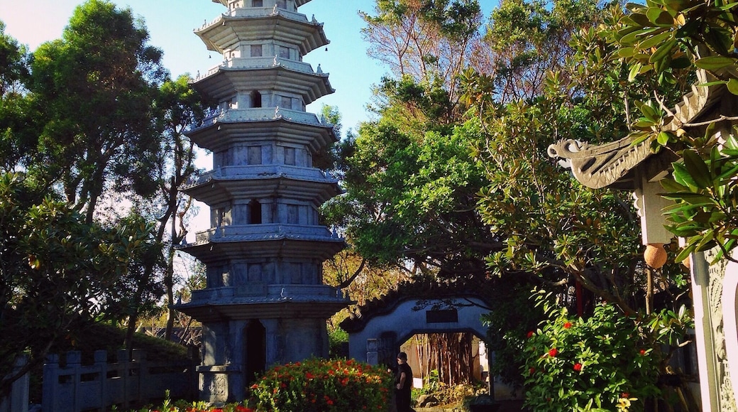 A tranquil Chinese garden found in Naha. It's a beautiful garden with towers, archways and a small pond with koi fish and turtles you can feed for 100¥. Otherwise the garden is free! It's great for kids, there are small paths to climb and you can go through a man made "cave" behind the waterfall. Good place to practice your photography too.