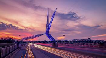 The Sky Dance Bridge located on the south side of Oklahoma City. A great place for photo ops at the entrance to the bridge or long exposures like this. There are two bridges along side with ample walking space for a tripod!