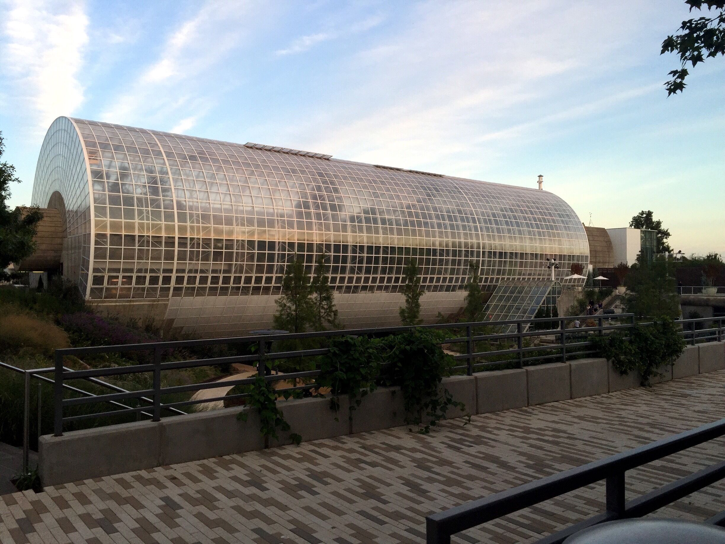 The Crystal Bridge is a a tropical conservatory centered in the middle of the Myriad Botanical Garden Park. Beautiful landscaping in downtown Oklahoma City.