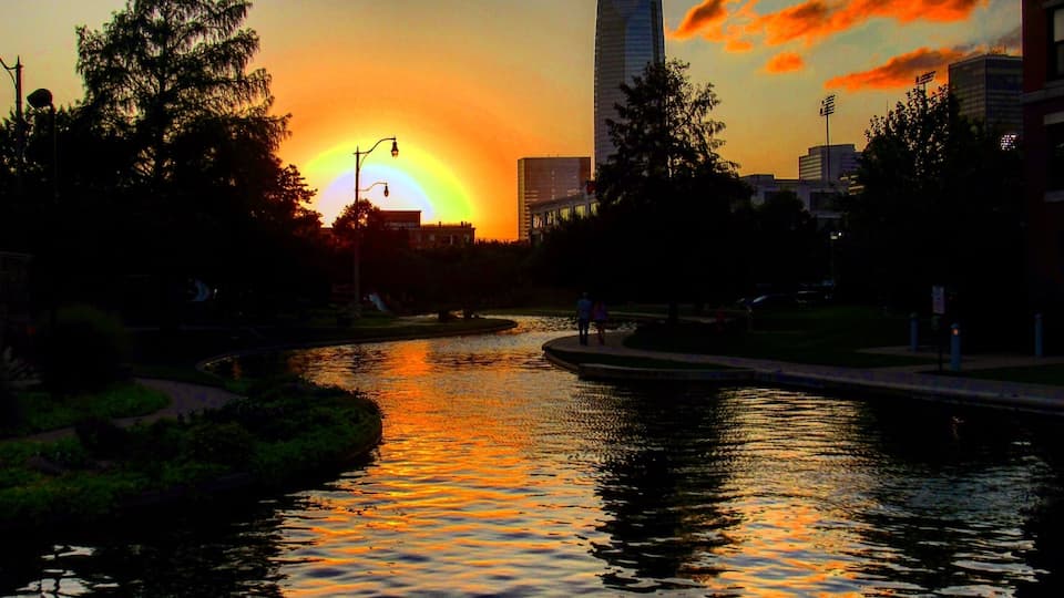 Always a beautiful walk, and is now connected to the Oklahoma River, many miles of trail!