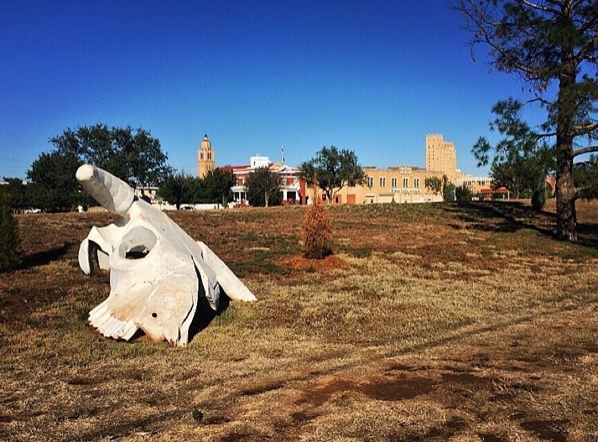 Abilene Texas may not have much, but it DOES have a Big Bull Skull that lays in a patch of grass near some train tracks! Gotta love roadside America!