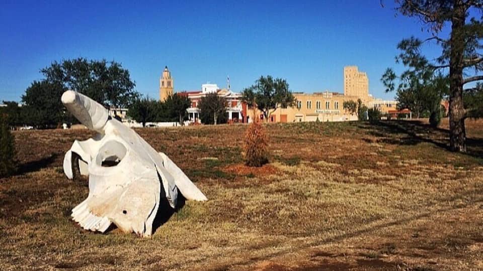 Abilene Texas may not have much, but it DOES have a Big Bull Skull that lays in a patch of grass near some train tracks! Gotta love roadside America!