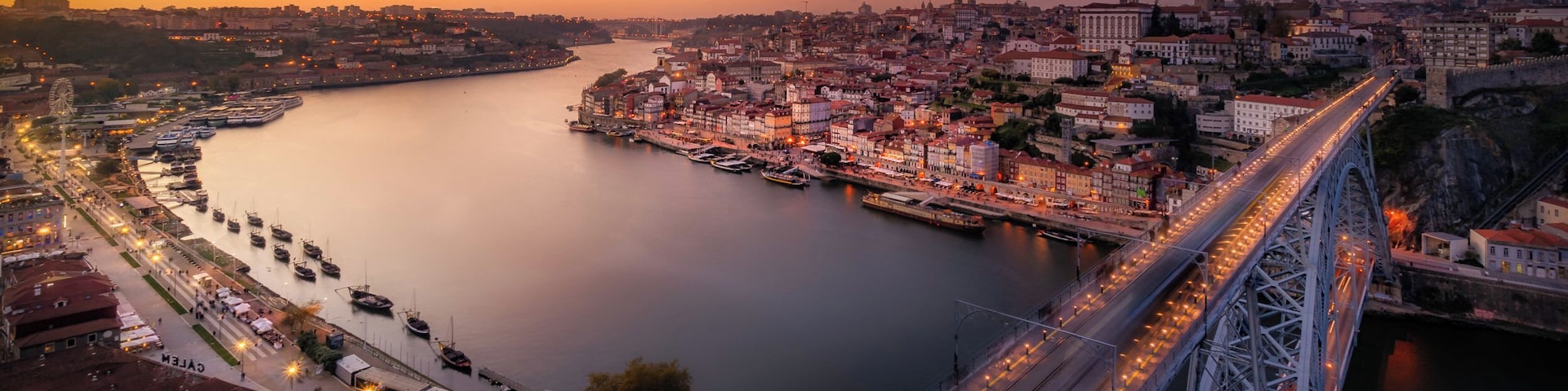 This is the well known and iconic view of the downtown in Porto, Portugal from the Miradouro da Serra do Pilar. If you planning to enjoy a view like this you have to start the trip earlier as it is fair bit of a walk to get there and the spot is very popular among the tourists and photographers. But if you there at the right time you can enjoy this scene with Douro River and Luís I Bridge.