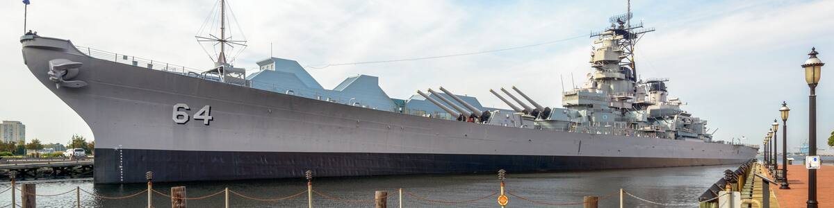 The USS Wisconsin BB64 as seen docked in downtown Norfolk Va.