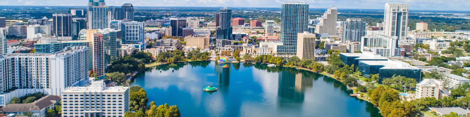 Orlando, Florida, USA Downtown Drone Skyline Aerial