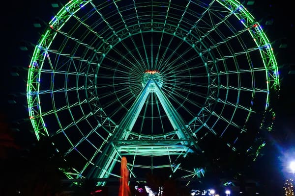 The Orlando Eye. I haven't been on it yet, but I love seeing all of the changing colors!