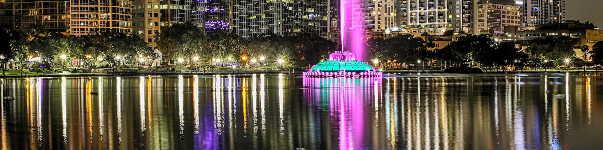 A beautiful, drizzly night in Orlando with cool temps and bright lights. Gotta love what I can find in #MyBackyard right here in this city. Just after sunset when the sky is a little more blue is a perfect time to capture the skyline and reflection. It is called "blue hour" and it's the most stunning time to catch a skyline.