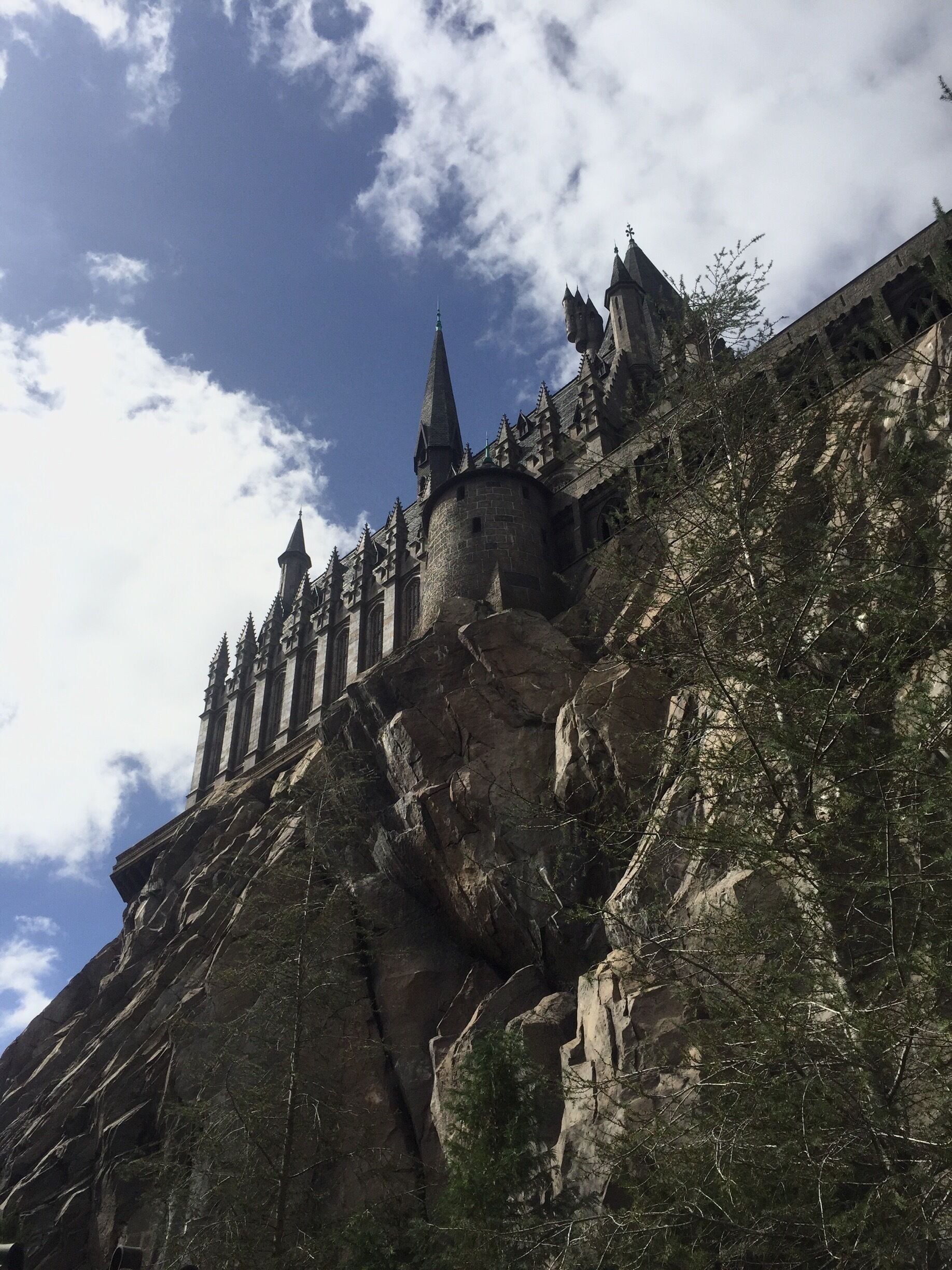View of Hogwarts castle waiting in line for Harry Potter and the Forbidden Journey at Universal Studios Islands of Adventure 