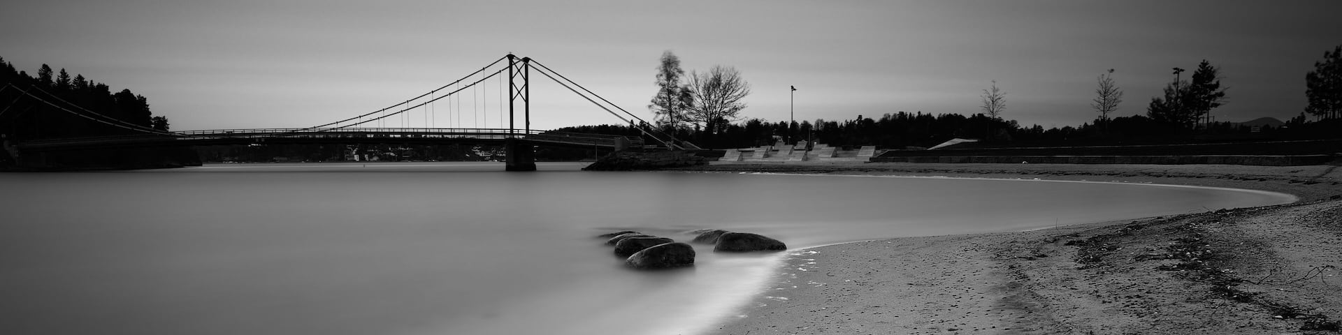 Black and white at Kadettangen, Sandvika, Norway. Long exposure of the oslo fjord.