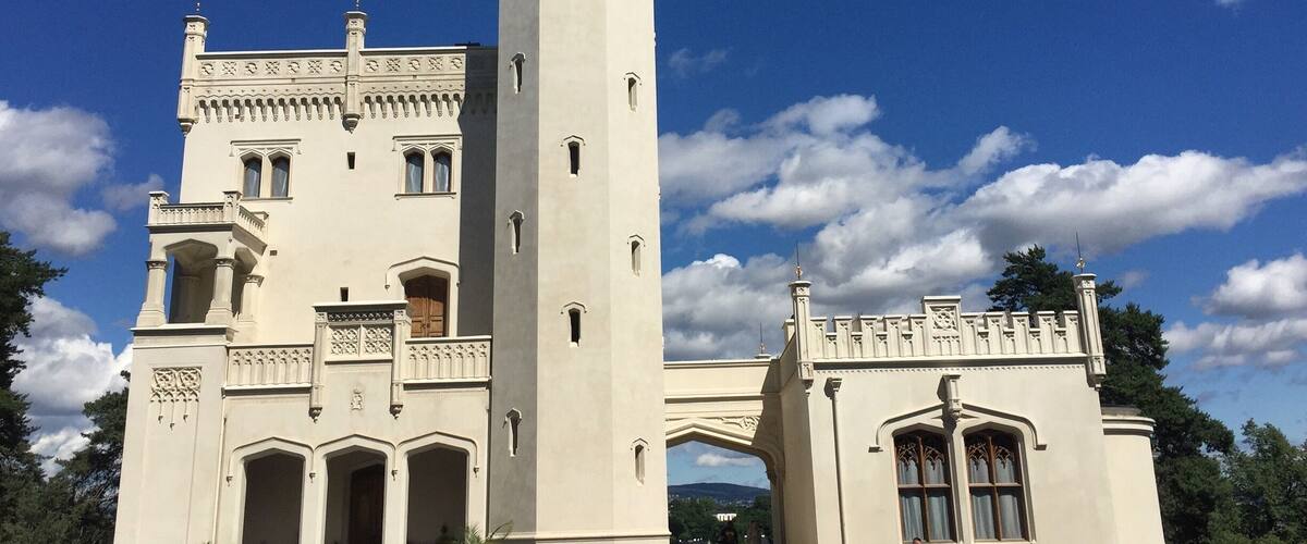 Built in the mid 19th century as a summer palace. This is the backside. Tours are available every hour on the hour.