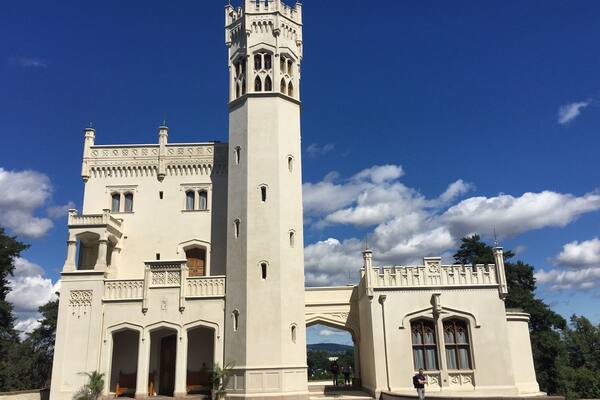 Built in the mid 19th century as a summer palace. This is the backside. Tours are available every hour on the hour.