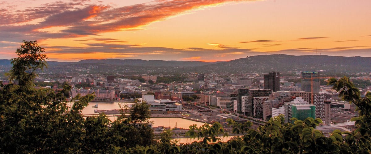 One of the best places to watch the sunset in Oslo is at Utsikten, Valhallveien, close to Ekeberg.