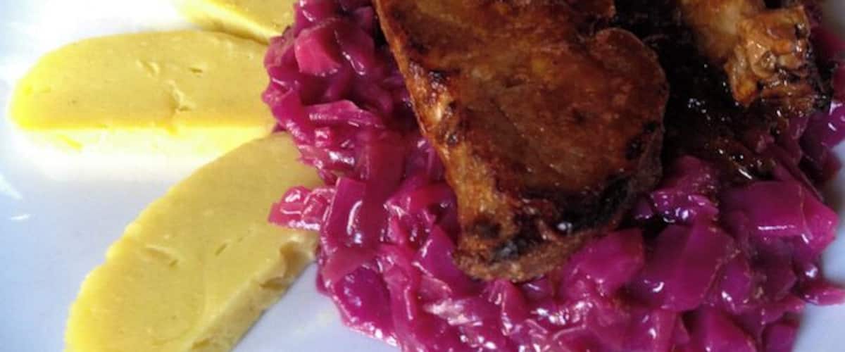 In the Czech Republic, even pork chops come marinated in beer... cheer y'all! ;) 
At Potrefená Husa #restaurant, in Ostrava.