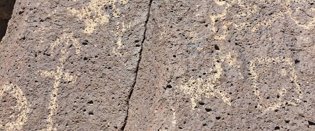 Lots of interesting petroglyphs to be found on the basalt boulders along the escarpment.