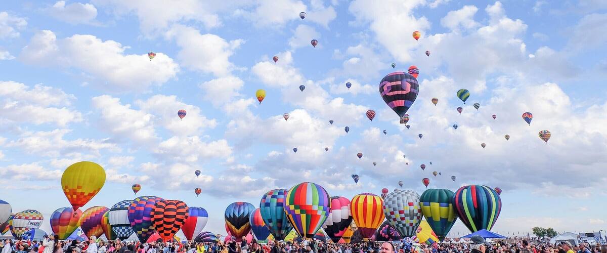 The mass ascension ceremonies at the Albuquerque International Balloon Fiesta!