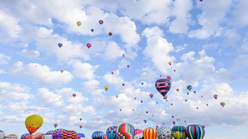 The mass ascension ceremonies at the Albuquerque International Balloon Fiesta!