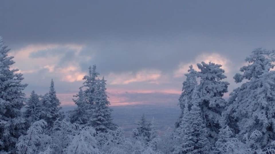 Sandia peak looking east at a heavy storm rolling in.